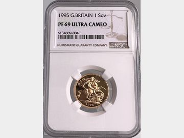 1995 ELIZABETH II PROOF GOLD SOVEREIGN PF69 UCAM