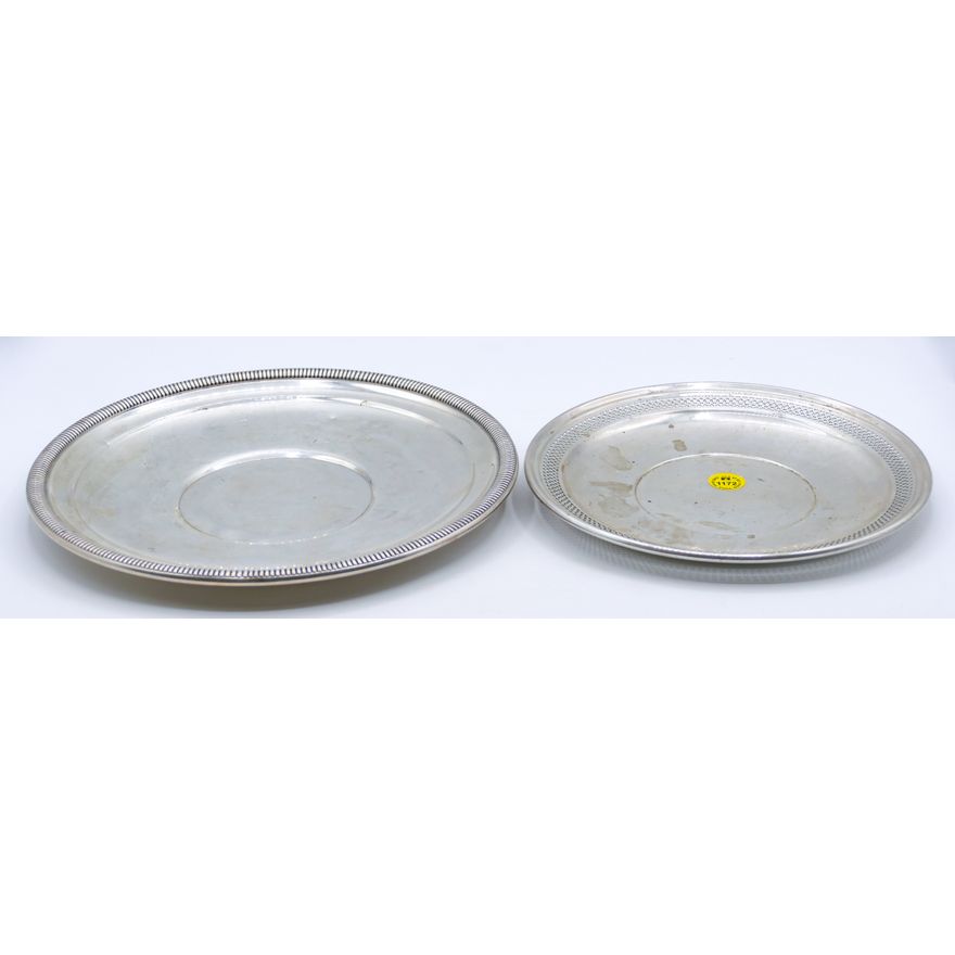 2pc American Sterling Round Trays 8'' to 10'' - 442 Grams TW
