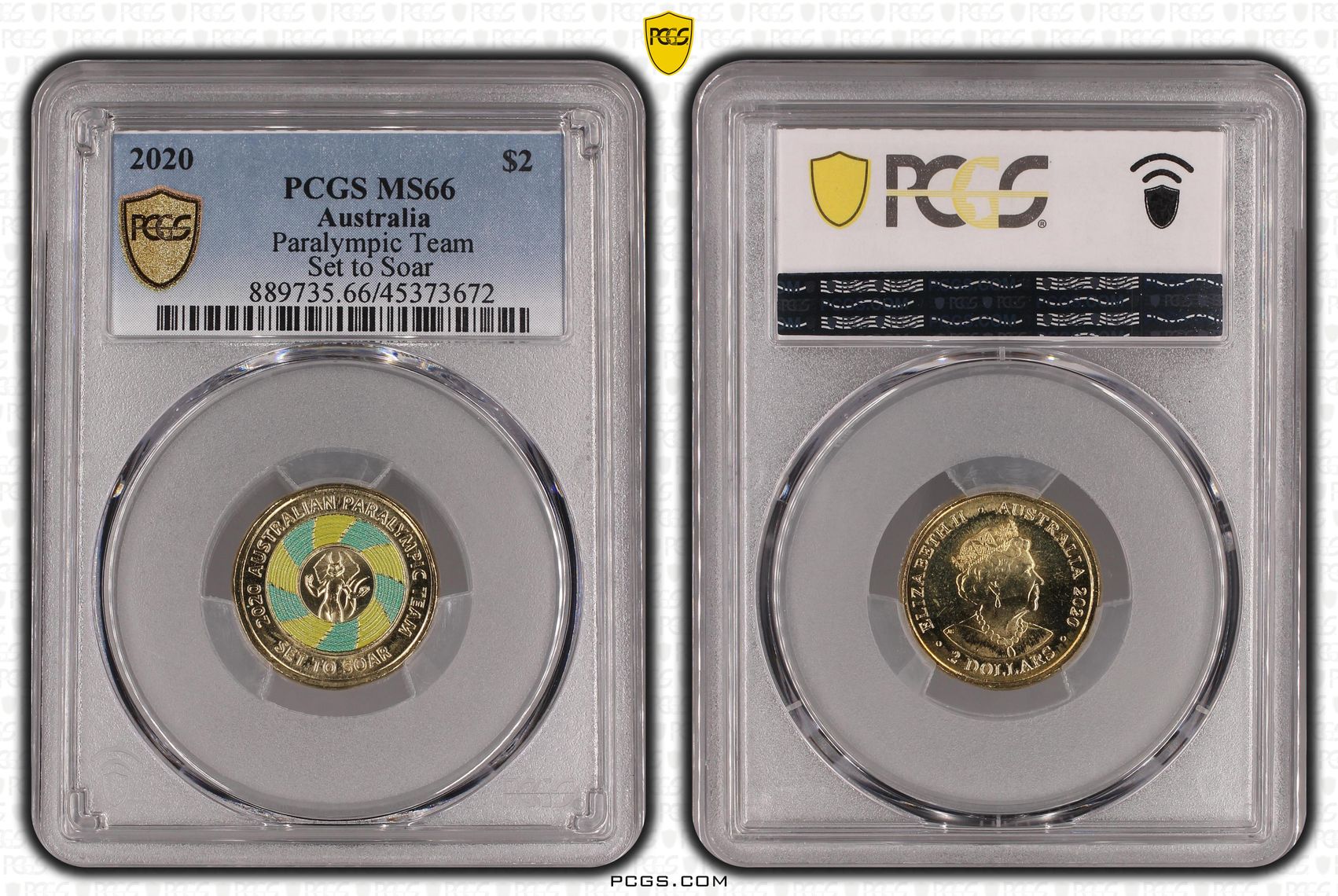 Elizabeth II, Paralympic Team, Two Dollar, 2020, PCGS MS66