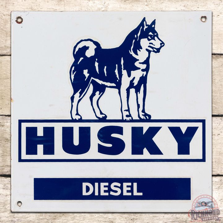 Husky Diesel Single Sided Porcelain Pump Plate sign