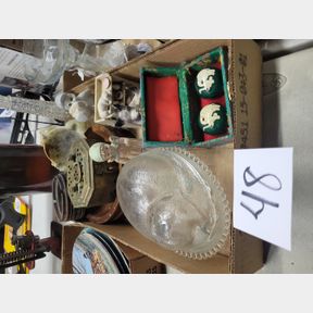 Oriental balls, nesting cat, other decorative items