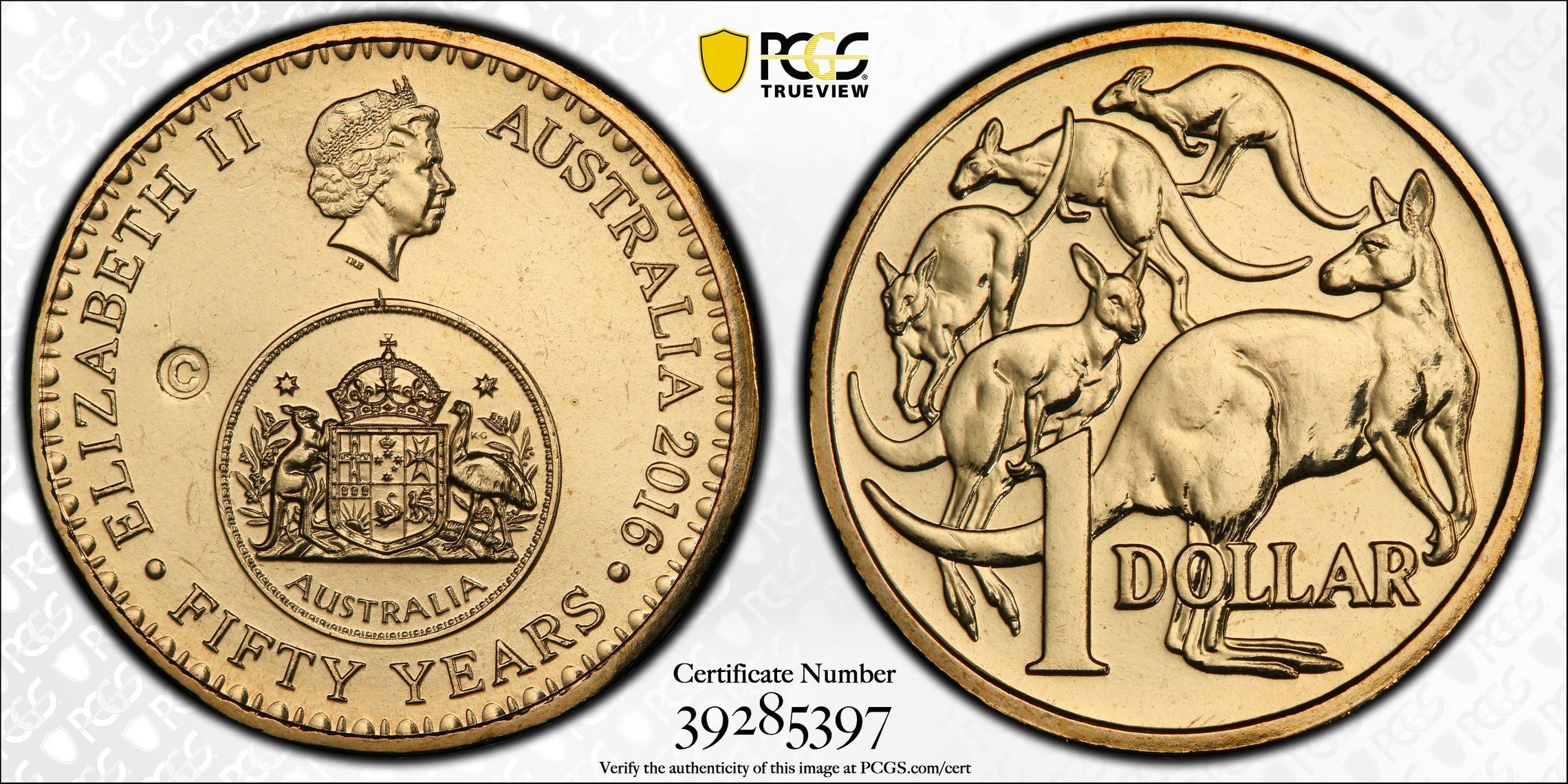 491 · 50 Yrs Decimal Currency, One Dollar, 2016-C, PCGS MS66