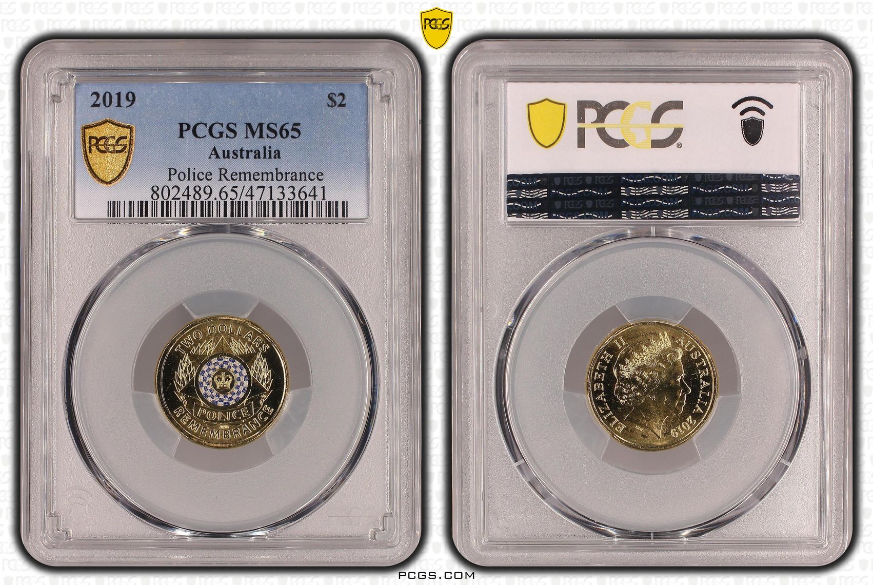 Elizabeth II, Police Remembrance Colorized, Two Dollar, 2019, PCGS MS65