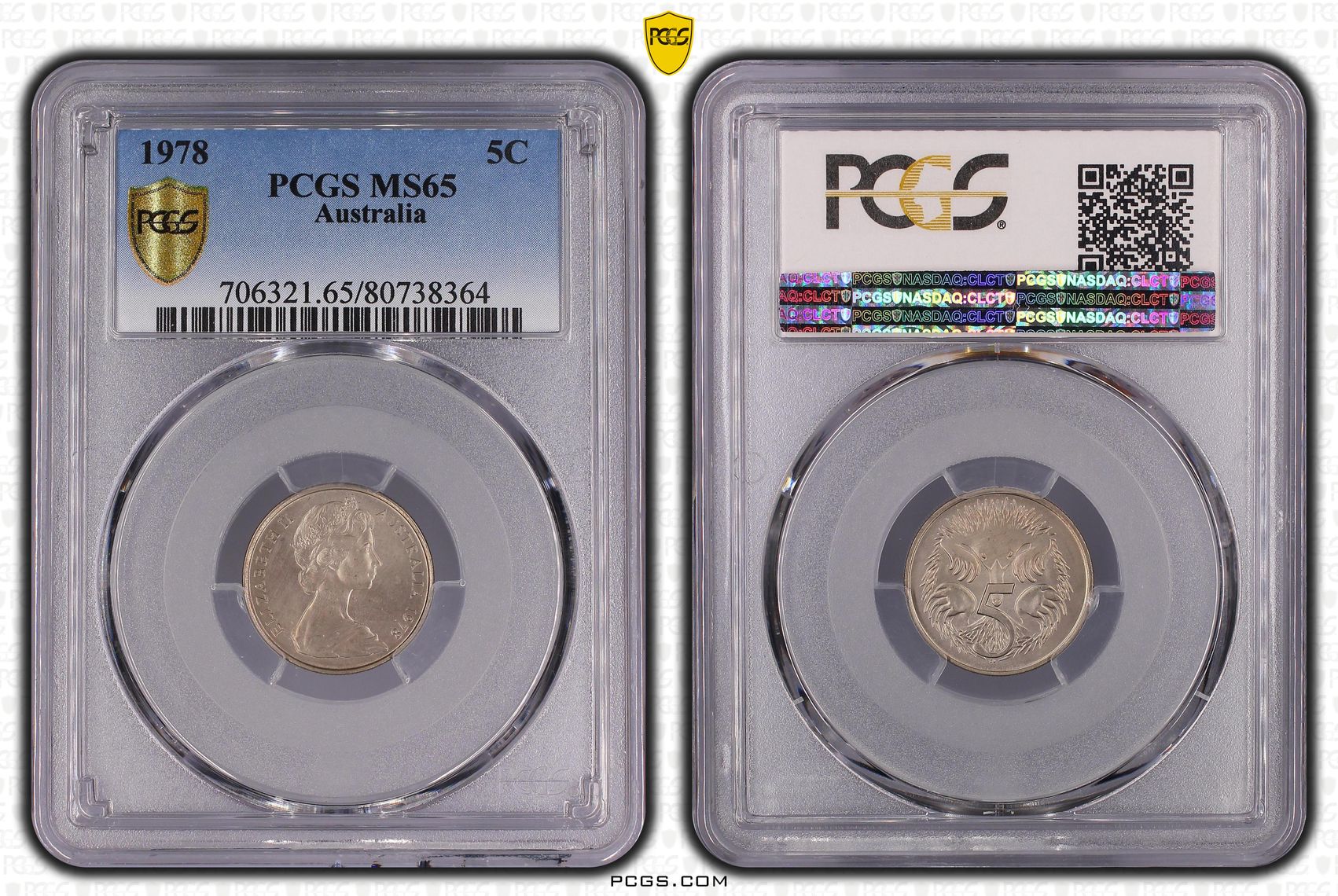 Elizabeth II, Five Cent, 1978, PCGS MS65