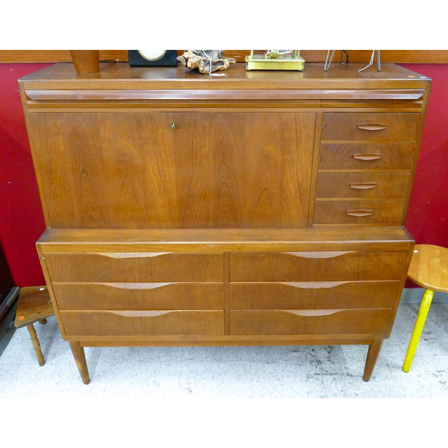 Mid Century Danish Teak Secretary Desk 48''x49''x19''