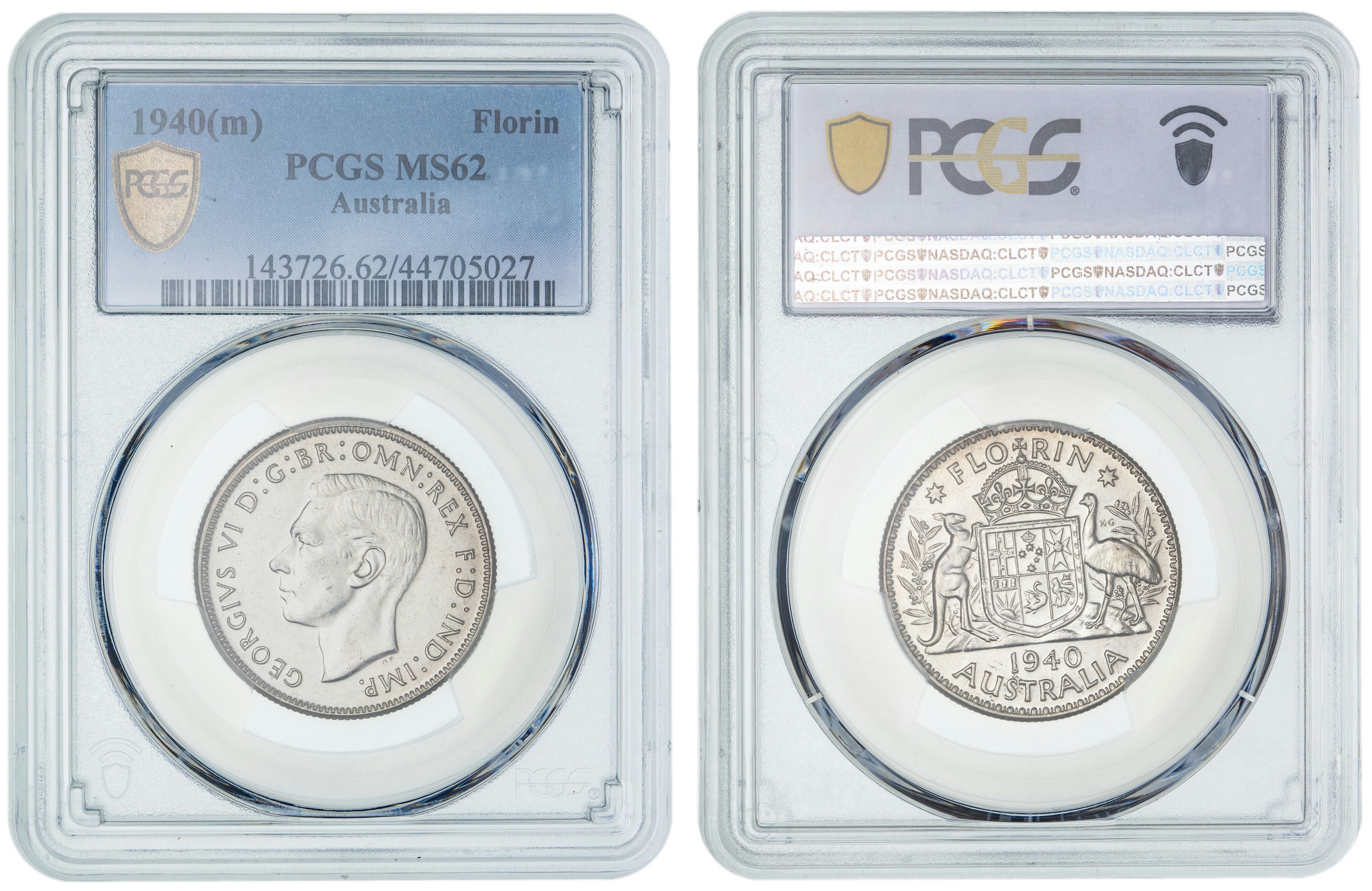 George VI, Florin, 1940, PCGS MS62
