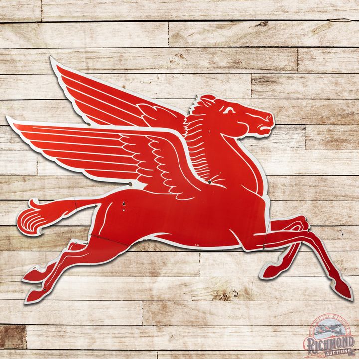 1959 Mobil Pegasus SSP Right Facing Cookie Cutter Sign - 8.25