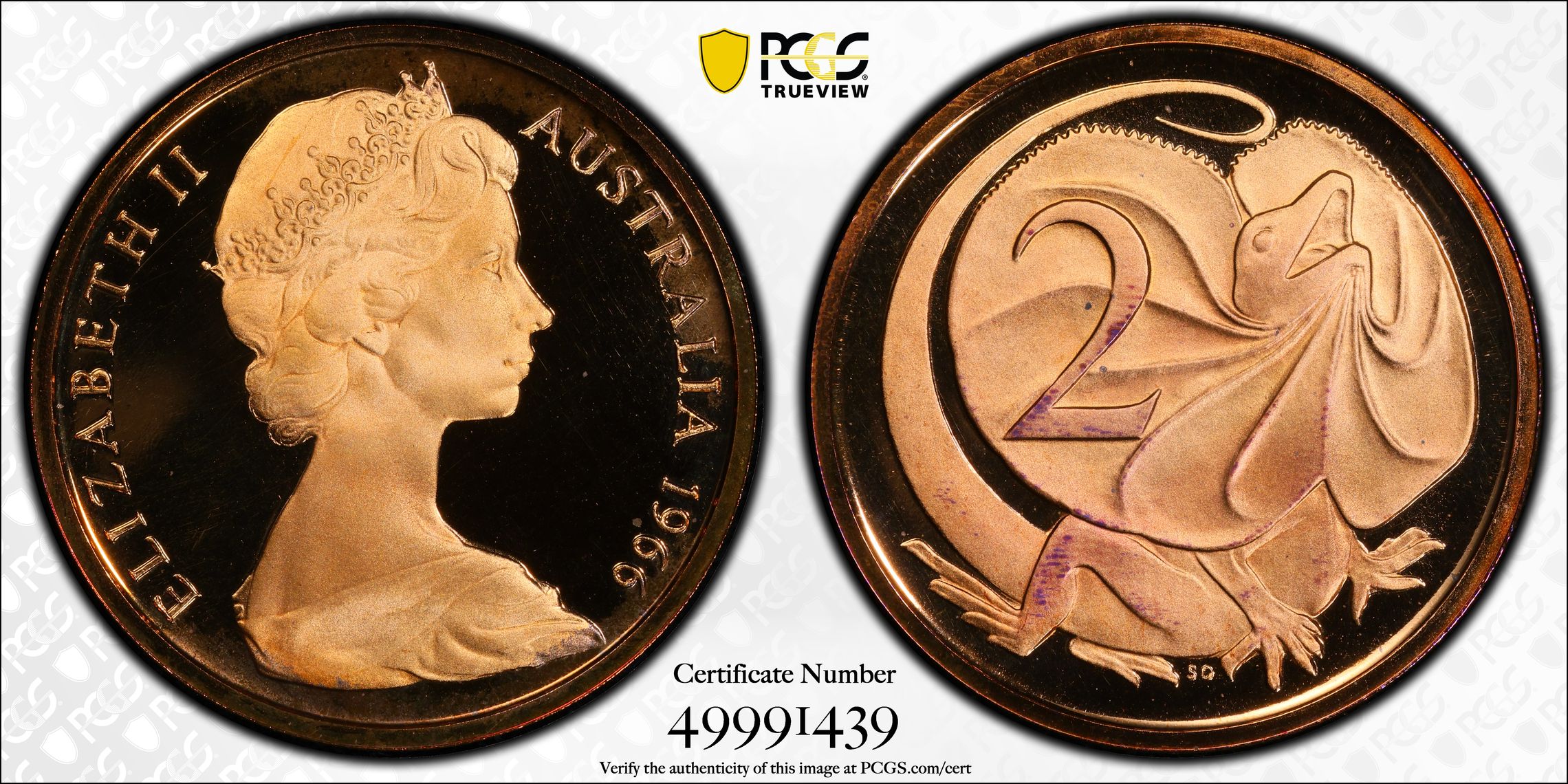 Elizabeth II, , Two Cent, 1966, PCGS PR67DCAM