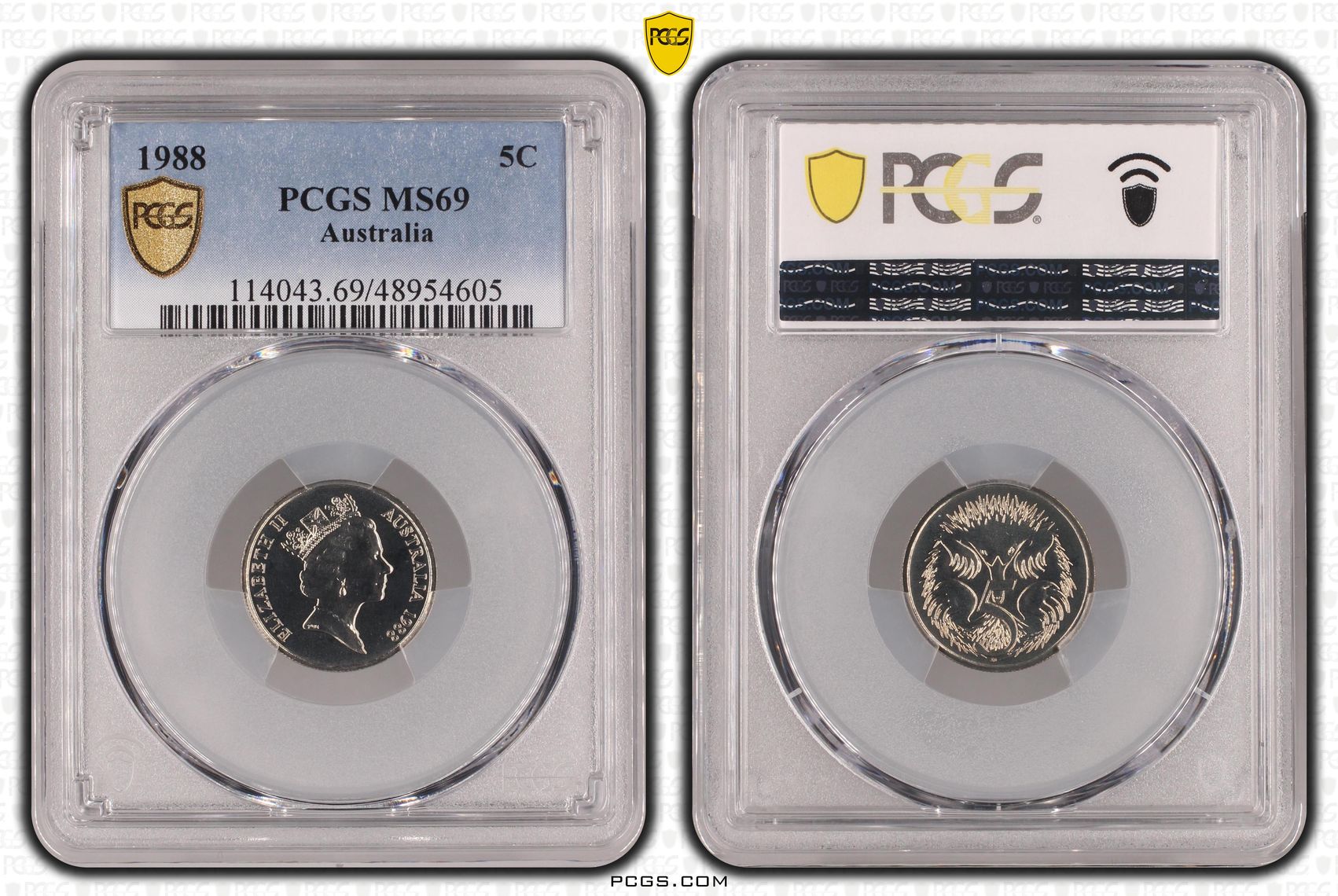 Elizabeth II, Five Cent, 1988, PCGS MS69