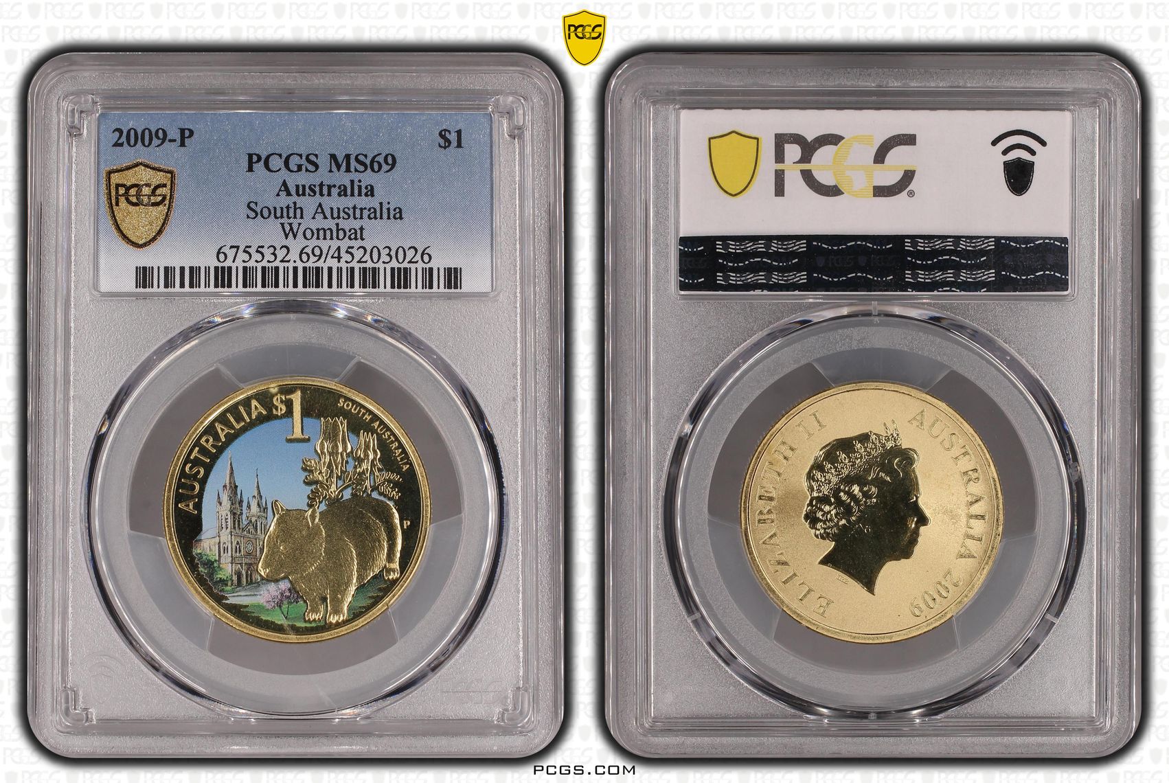 2009-P Australia One Dollar, $1 South Australia PCGS - MS69 POP 4/0 -026