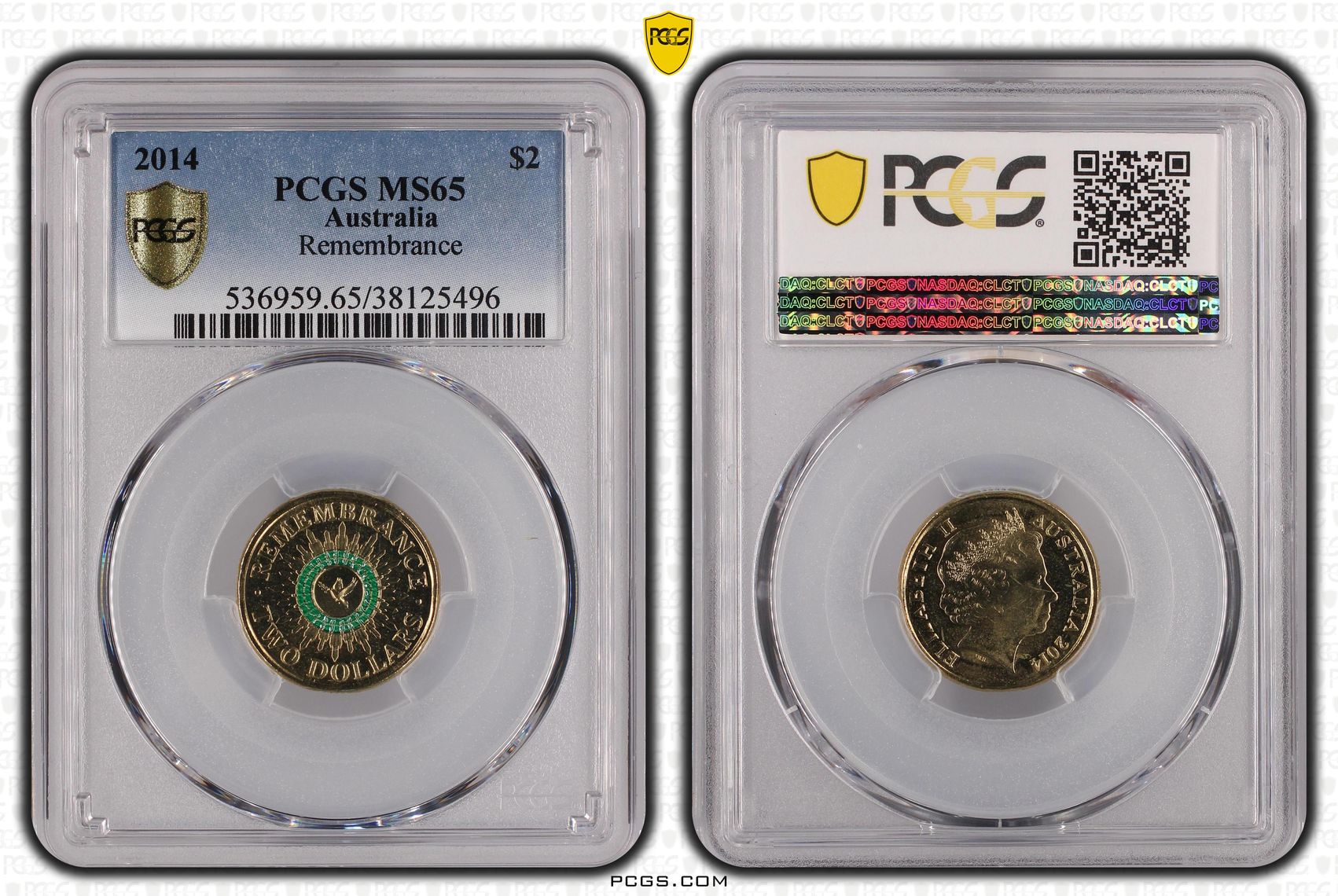 Elizabeth II, Remembrance - Colorized, Two Dollar, 2014, PCGS MS65