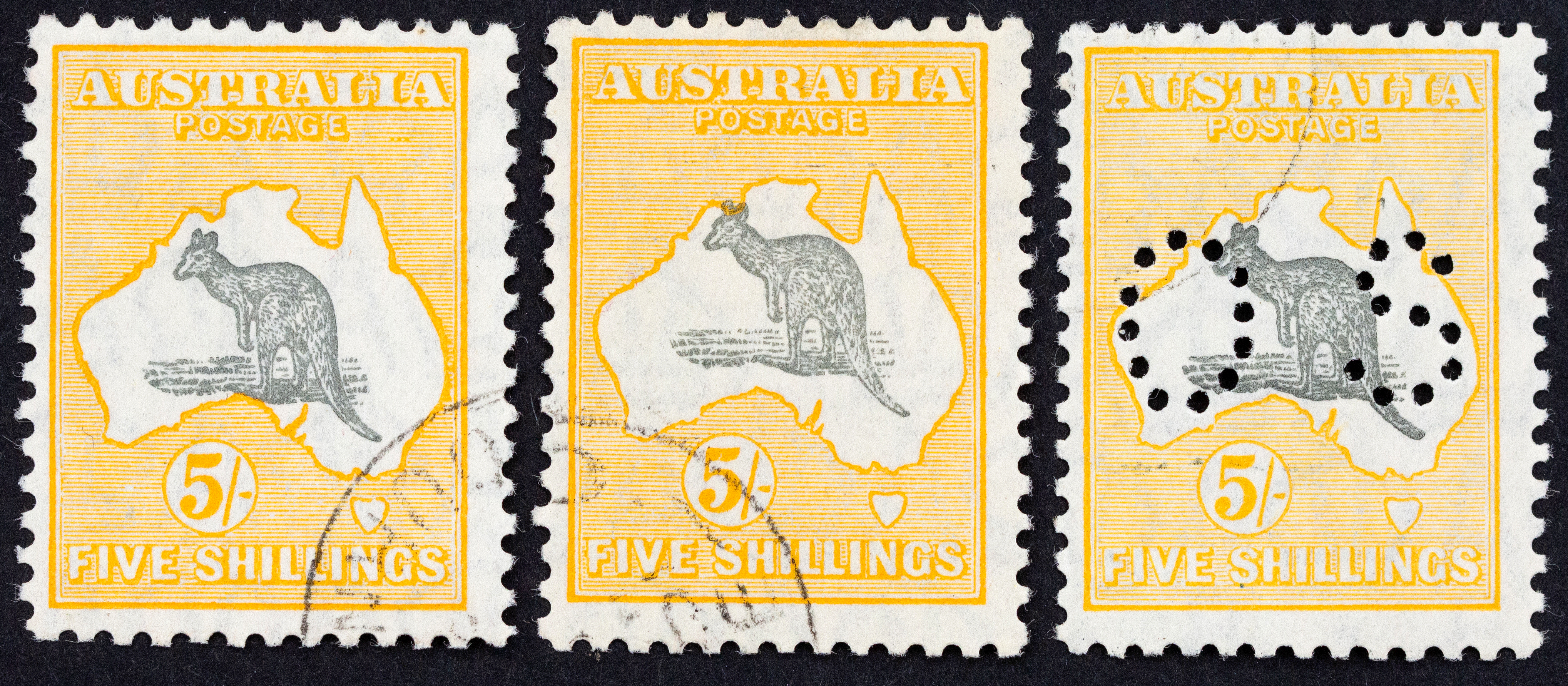 Five Shillings, Grey & Yellow, 1929, Fine