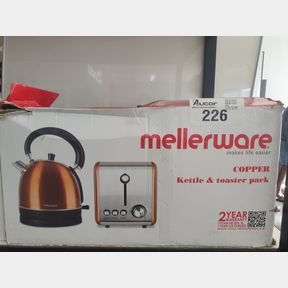 MELLERWARE PACK 2 PIECE SET STAINLESS STEEL KETTLE AND TOASTER ''COPPER''
