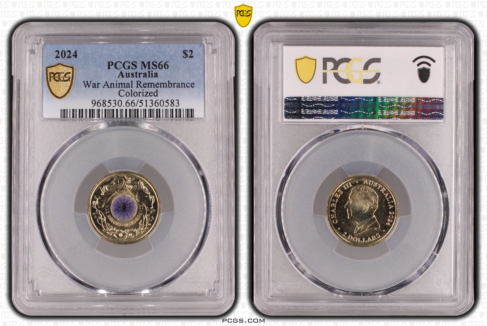 War Animal Remembrance Colorized, Two Dollar, 2024, PCGS MS66