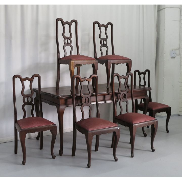 IMBUIA DINING TABLE AND SET OF 6 DINING CHAIRS