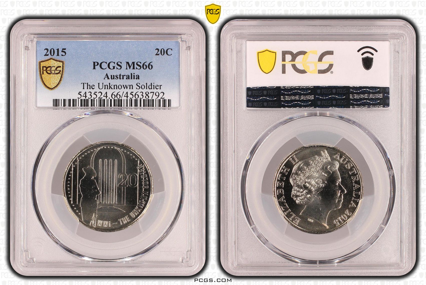 The Unknown Soldier , Twenty Cent, 2015, PCGS MS66