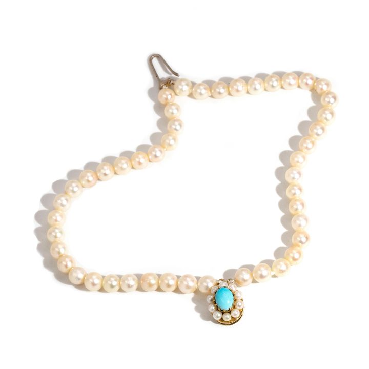 Composite Turquoise & Akoya Pearl Bracelet with 9 Carat Gold Clasp,