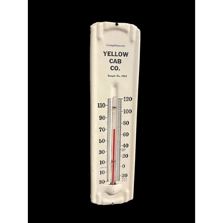 Yellow Cab Co Sample No 1962 Tin Metal Thermometer