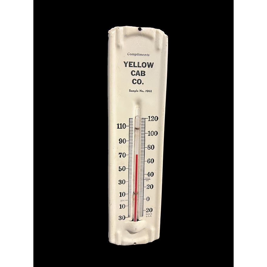 Yellow Cab Co Sample No 1962 Tin Metal Thermometer