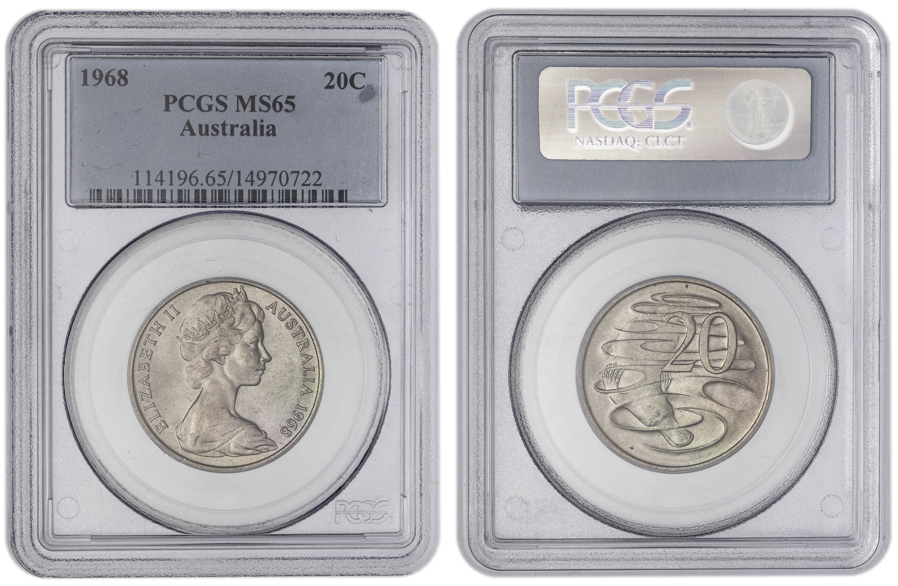 , Twenty Cent, 1968, PCGS MS65