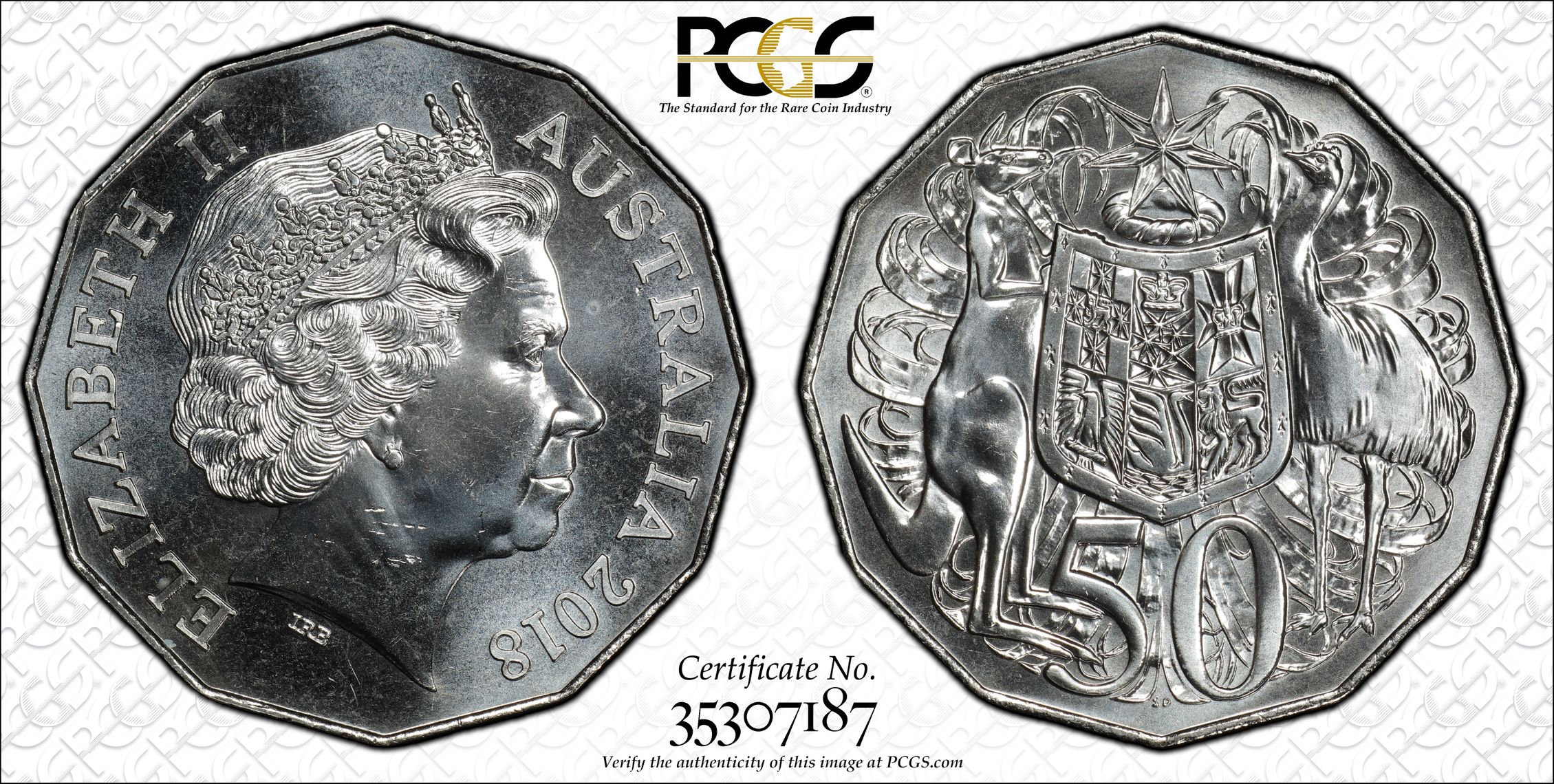 2018 Australia Fifty Cent, 50c PCGS - MS66 -187