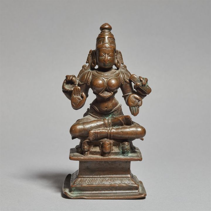 An Indian copper alloy figure of Lakshmi. 17th/19th century