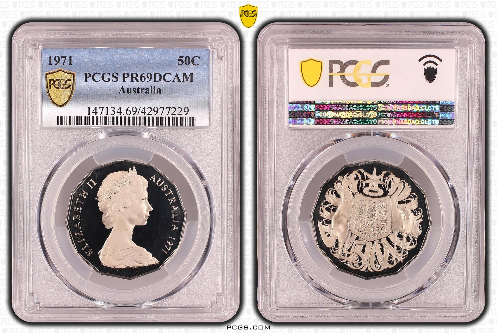 1971 Australia Fifty Cent, 50c PCGS - PR69DCAM POP 22/0 -229