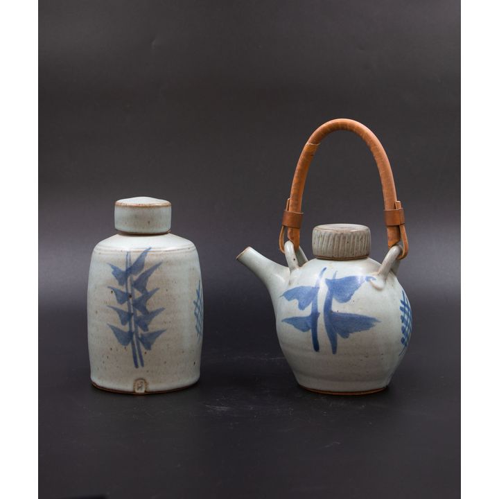 Peter Stichbury - Blue and white teapot and bottle