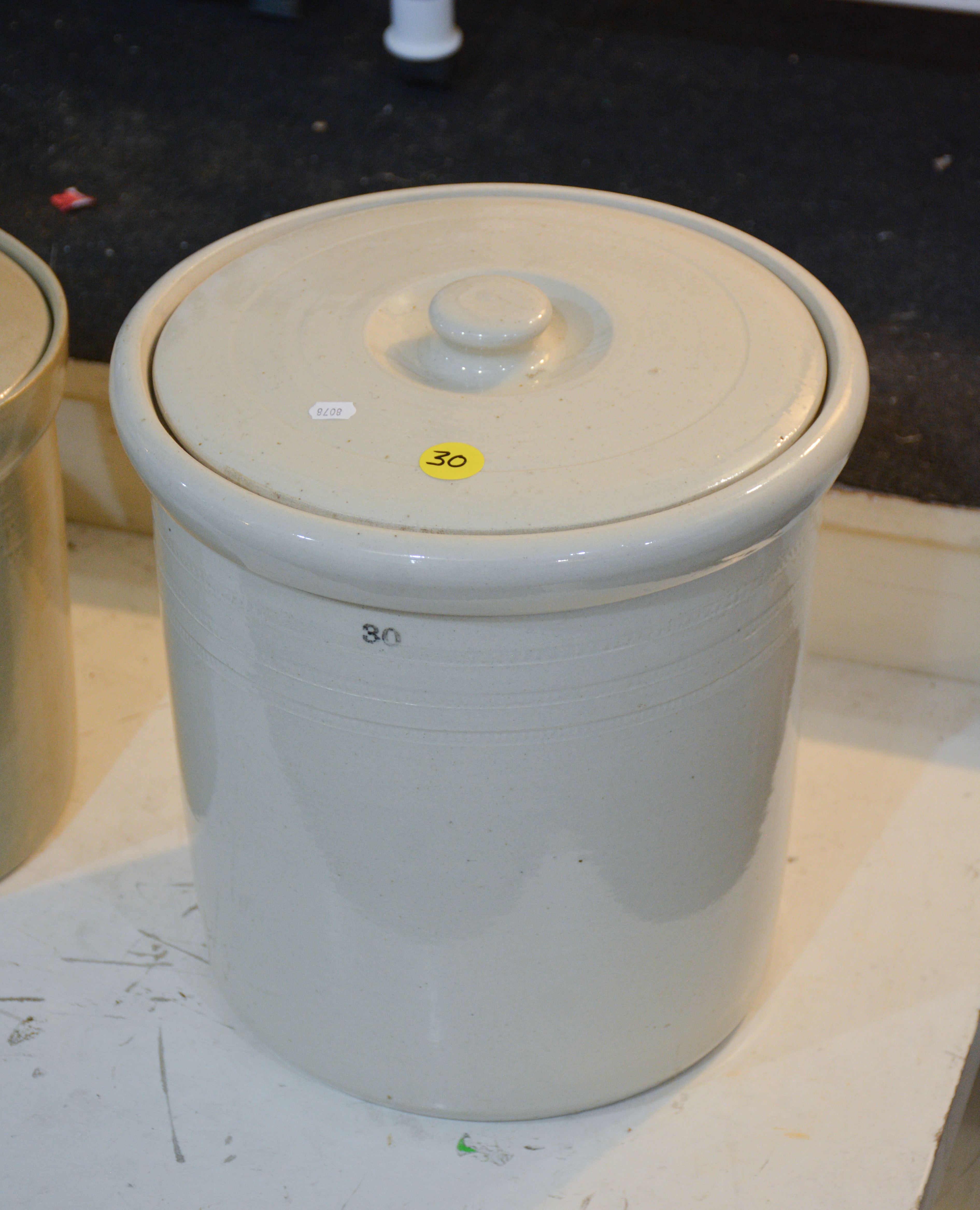 Large Vintage Stone Crock with Lid — NZ auction result
