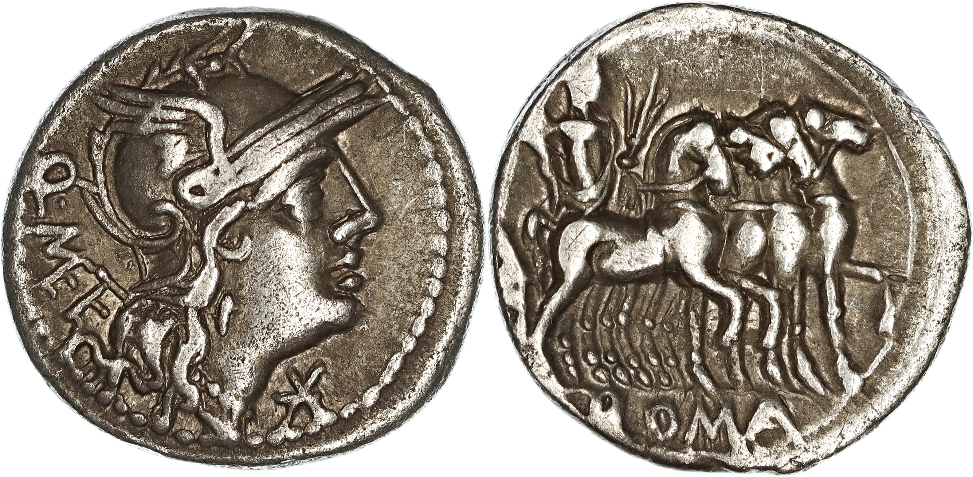 Roman Republic, Q. Caecilius Metellus Balearicus, Silver Denarius, 130 BC, VF