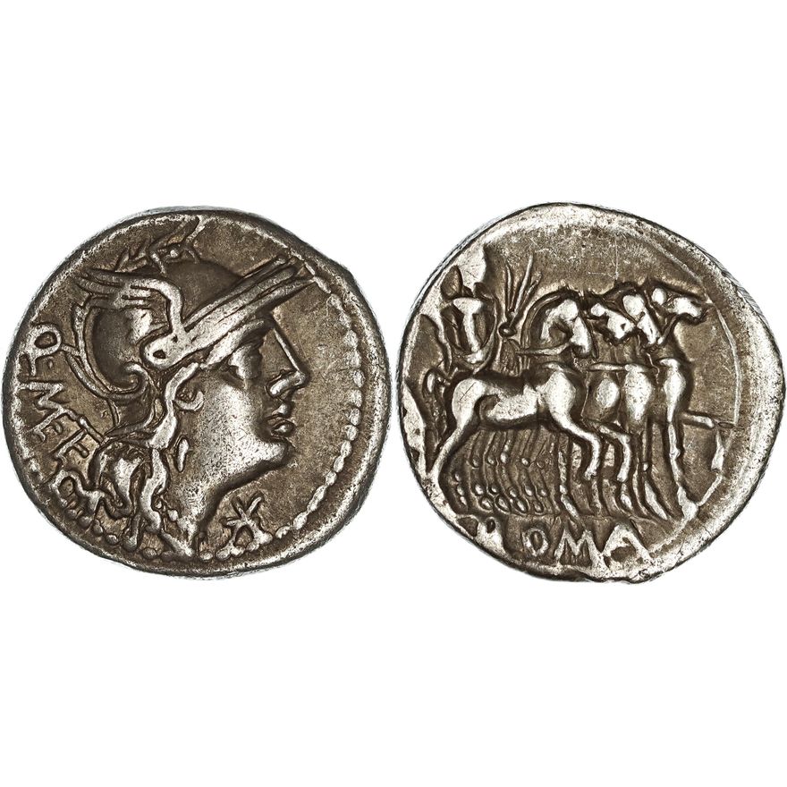 Roman Republic, Q. Caecilius Metellus Balearicus, Silver Denarius, 130 BC,  VF