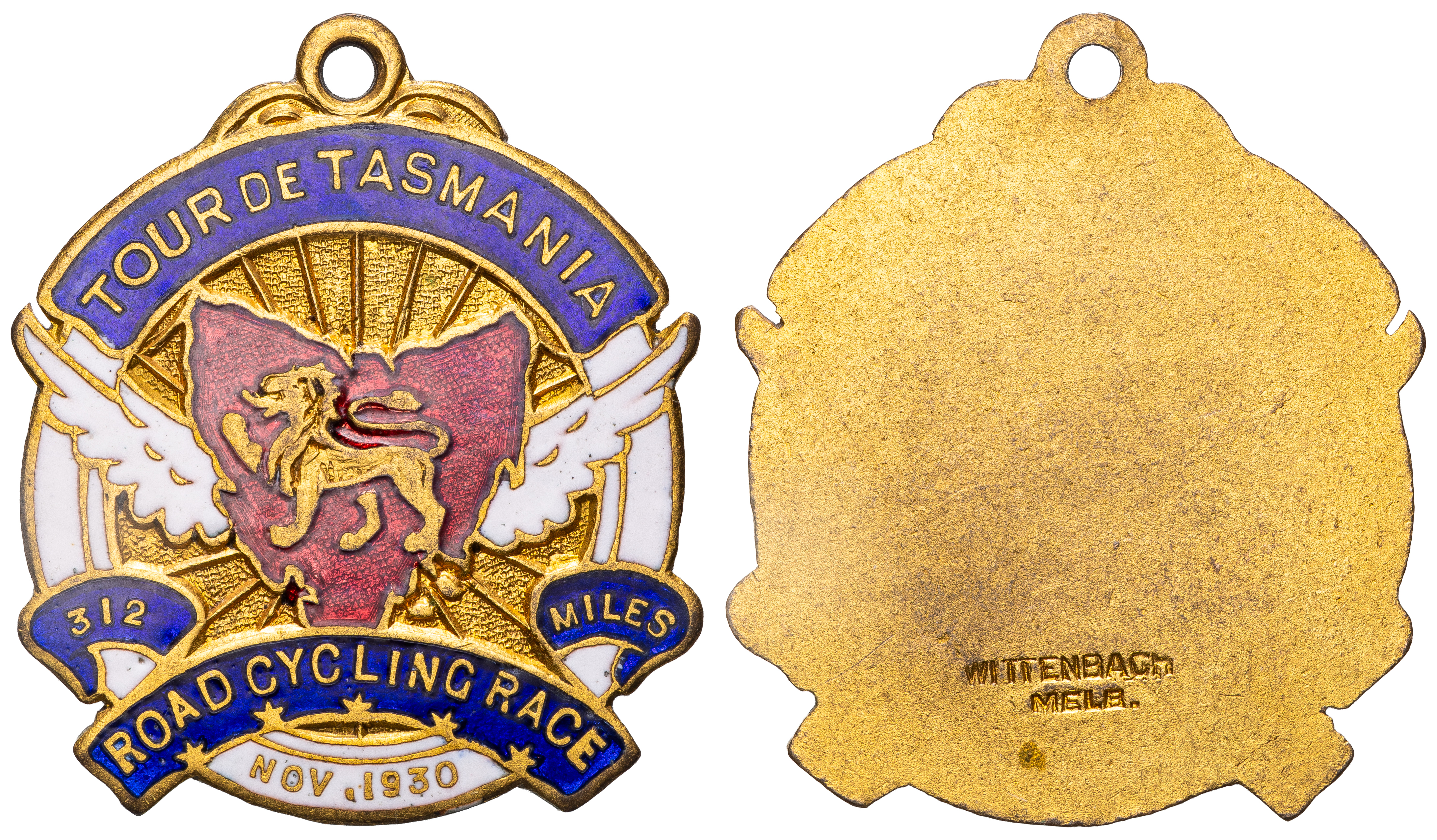 Wittenbach & Co, Melbourne - Enamel Cycling Badge, 1930, gVF