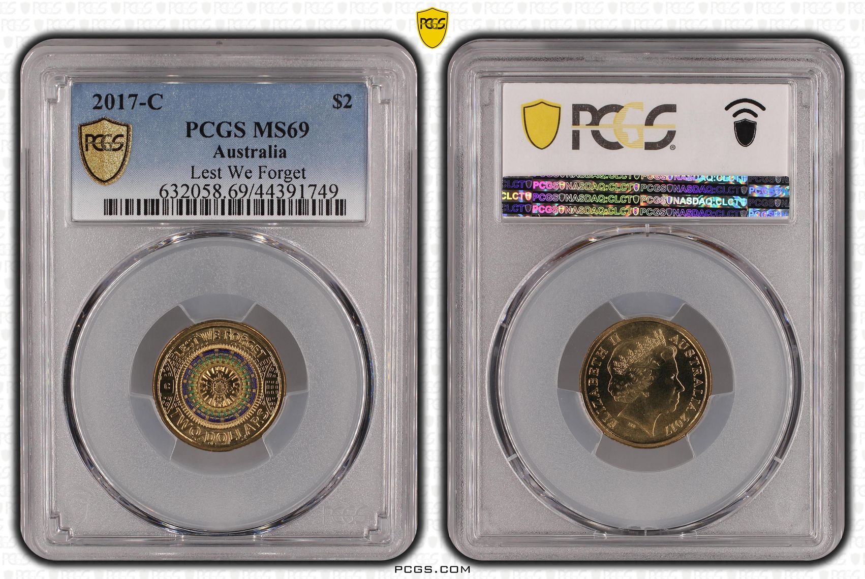 274 · 2017-C Australia Two Dollar, $2 Lest We Forget PCGS - MS69 -749