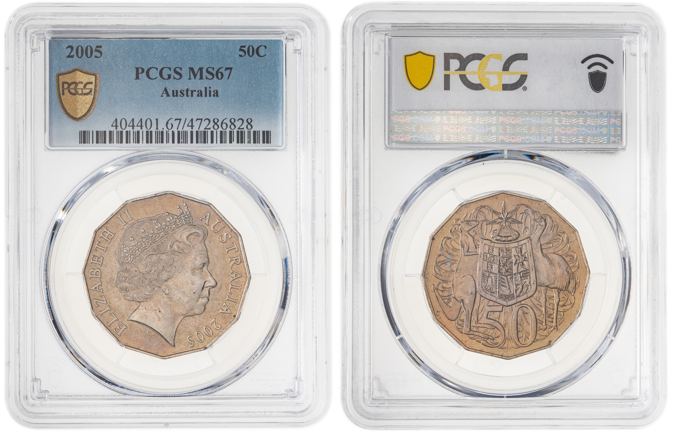 156 · Elizabeth II, Fifty Cent, 2005, PCGS MS67