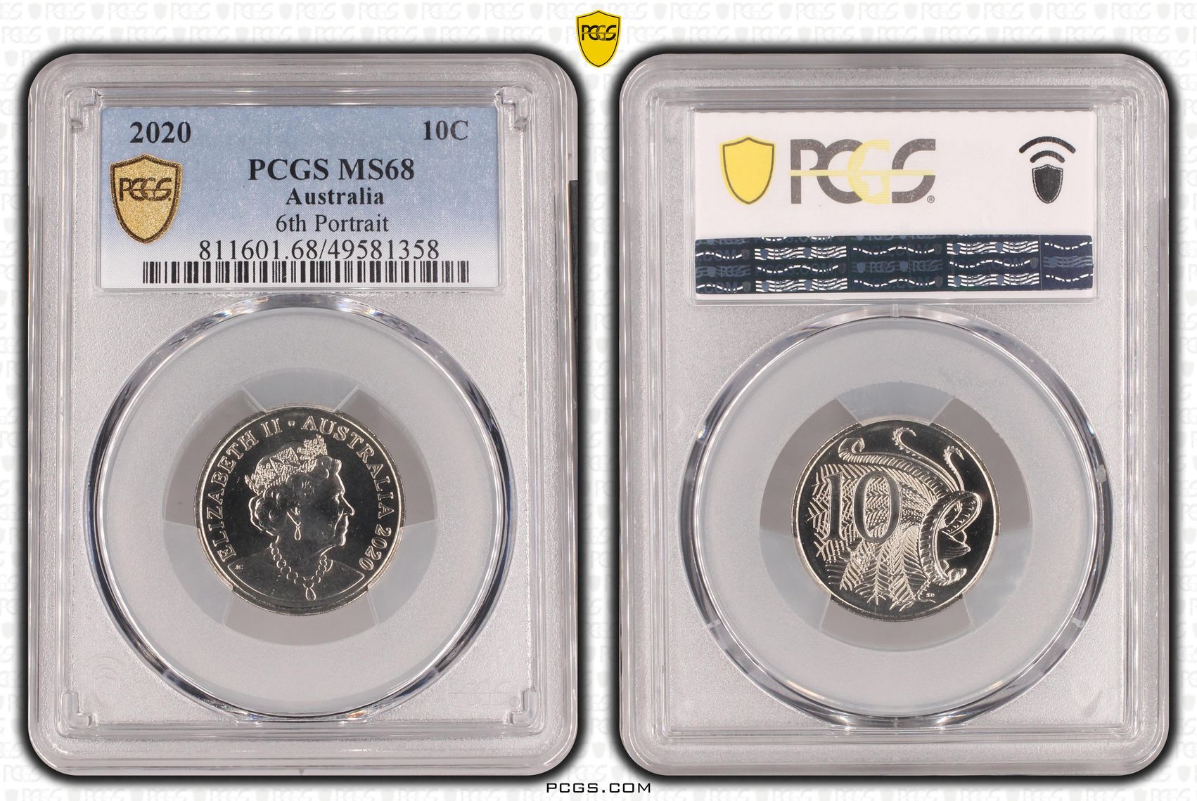 6th Portrait , Ten Cent, 2020, PCGS MS68
