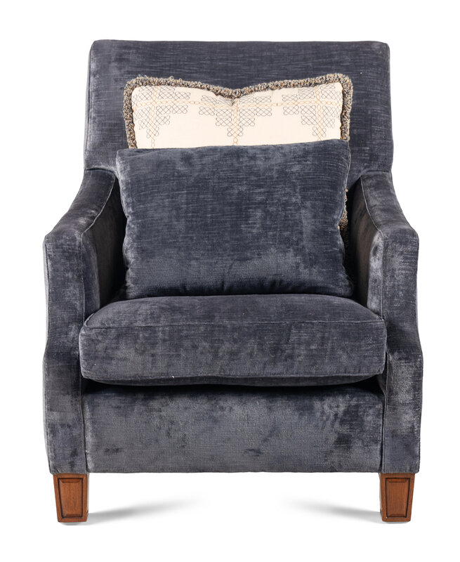 A JJ Custom Velvet Upholstered Easy Chair