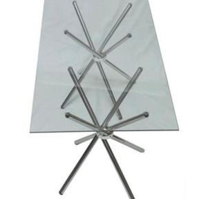 8 Seater Rectanguler Glass Table NOT ASSEMBLED |ONE PAIR OF LEGS MISSING/LEGS DENTED