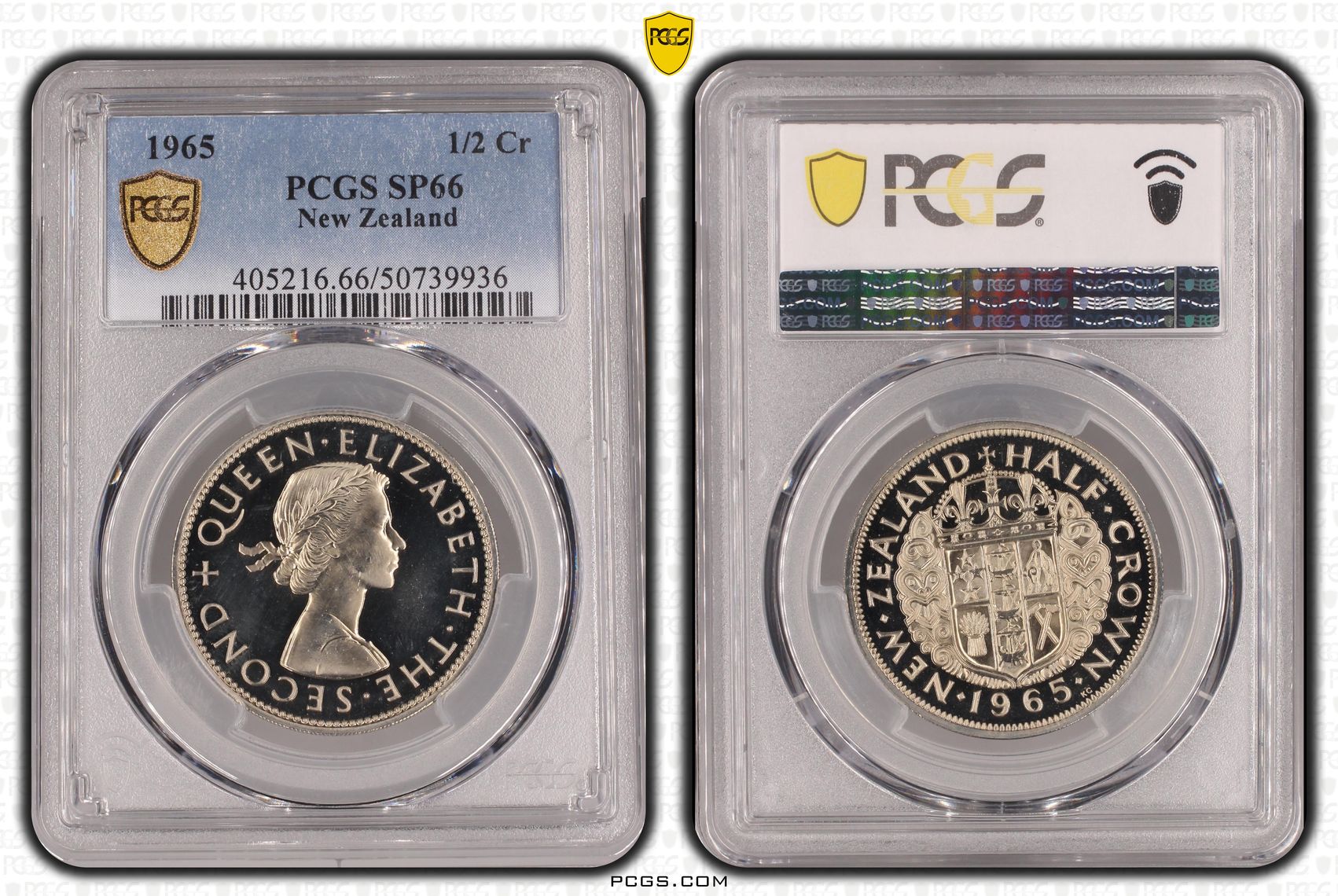 New Zealand, Elizabeth II, Half Crown, 1965, PCGS SP66