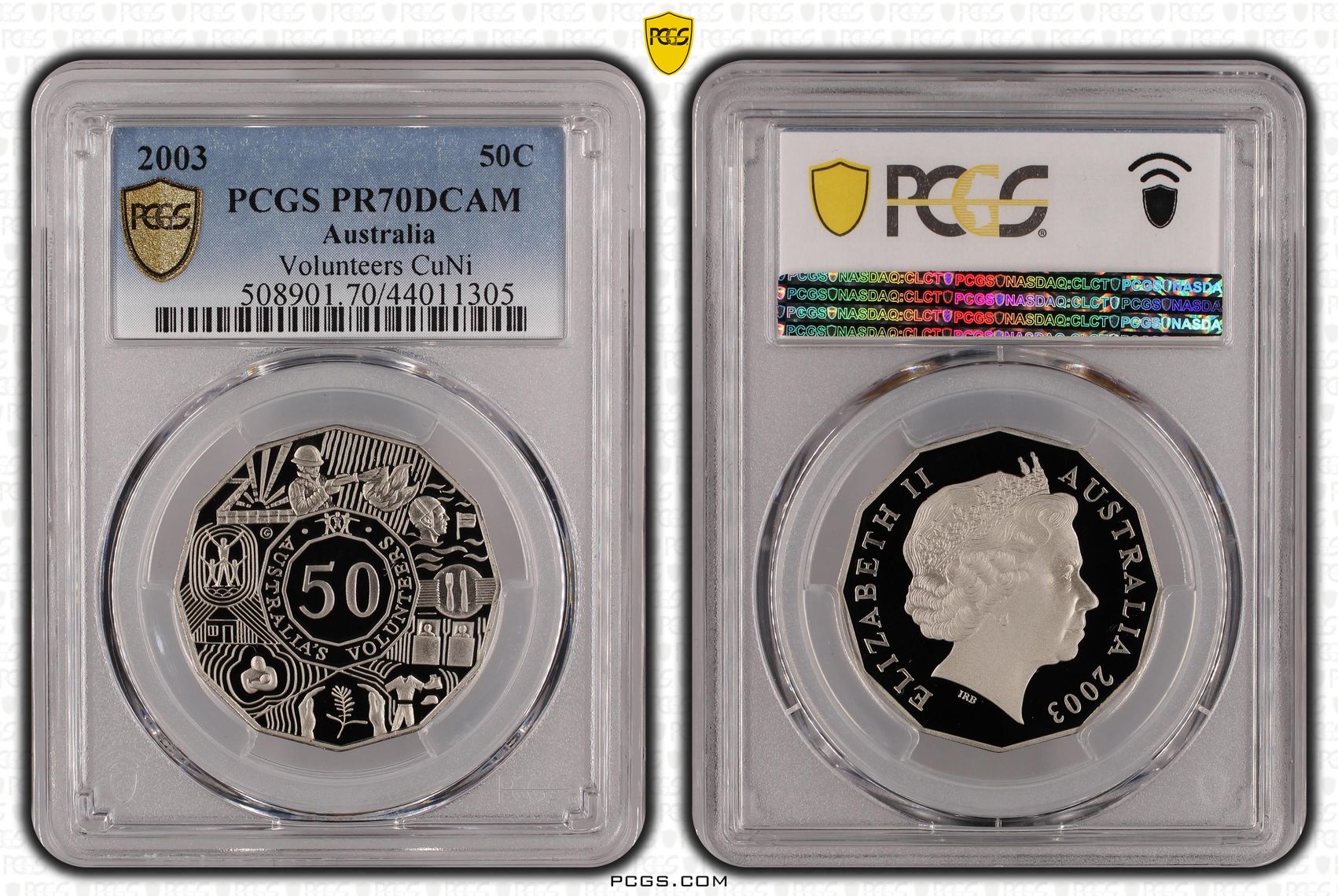 2003 Australia Fifty Cent, 50c Volunteers PCGS - PR70DCAM POP 26/0 -305