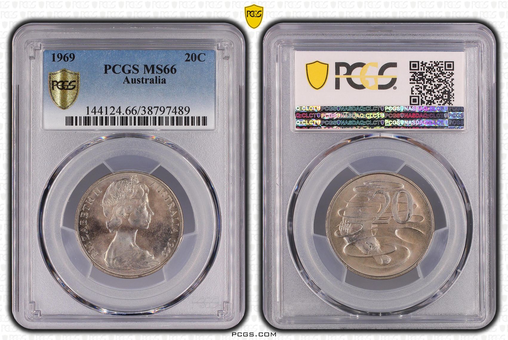 Twenty Cent, 1969, PCGS MS66