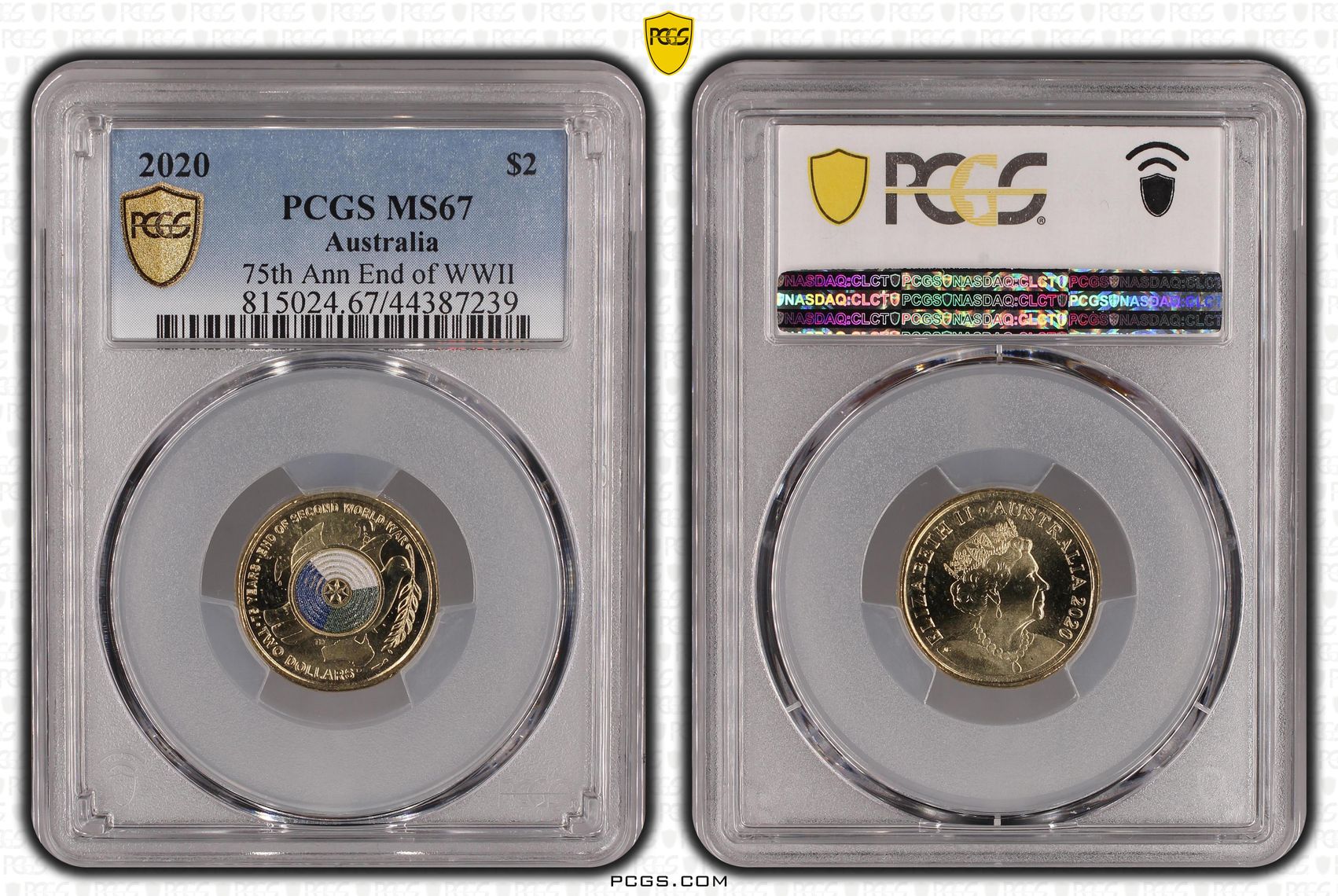 303 · 2020 Australia Two Dollar, $2 75th Ann End of WWII PCGS - MS67 -239