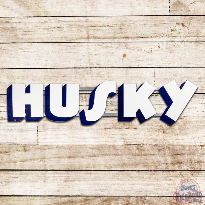 Husky Gasoline Service Station Die Cut Single Sided Porcelain Sign