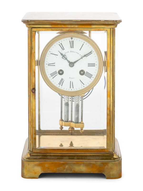 A Continental Brass Regulator Clock Retailed by Bigelow Kennard and Co.