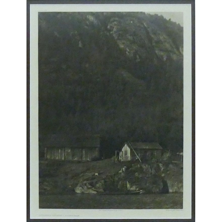 Antique Edward Curtis ''Spearing Salmon - Cowichan'' (Plate 324) Large Photogravure