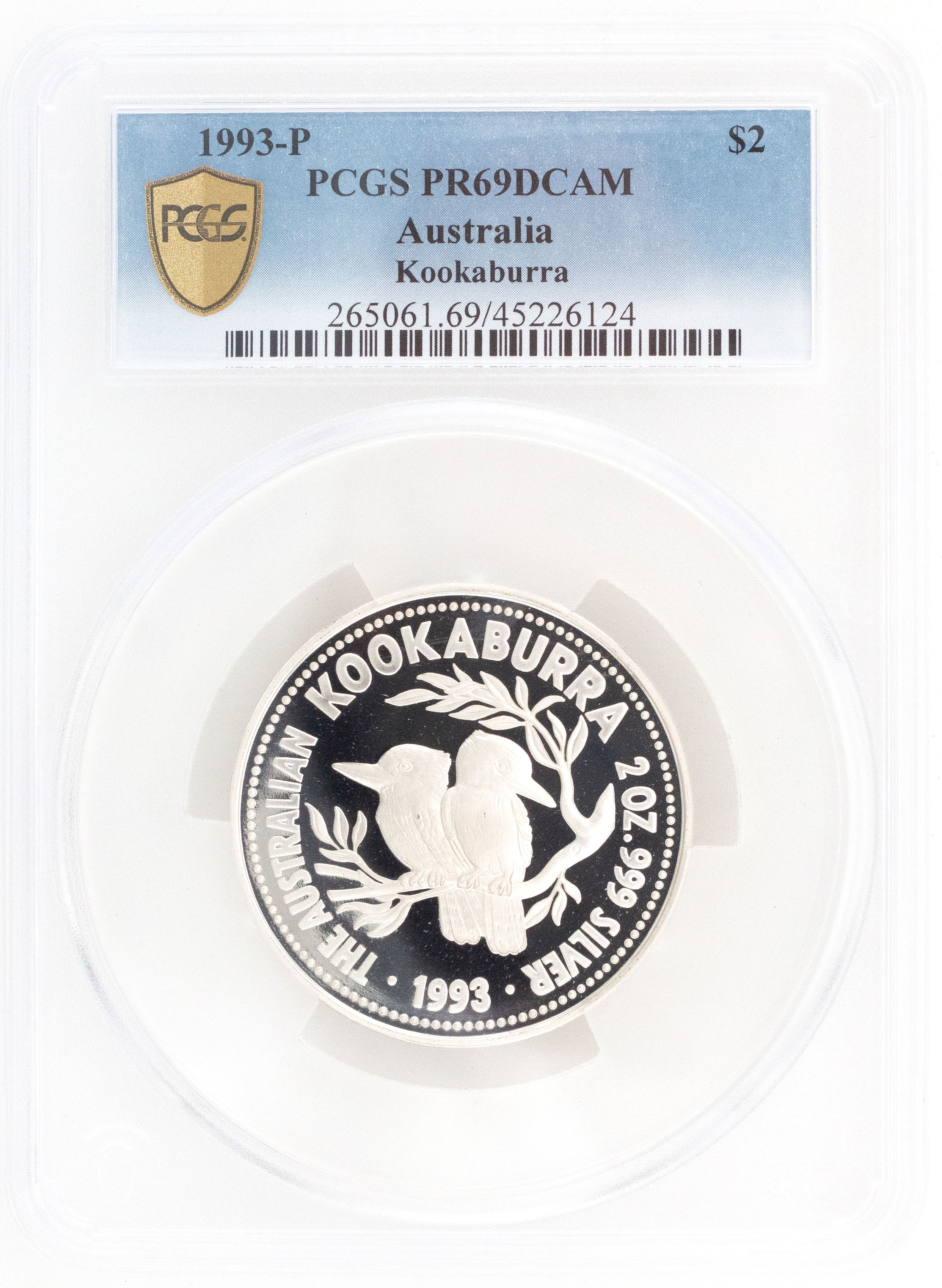 1993-P Australia Two Dollar, $2 Kookaburra pair PCGS - PR69DCAM POP 5/0 -124
