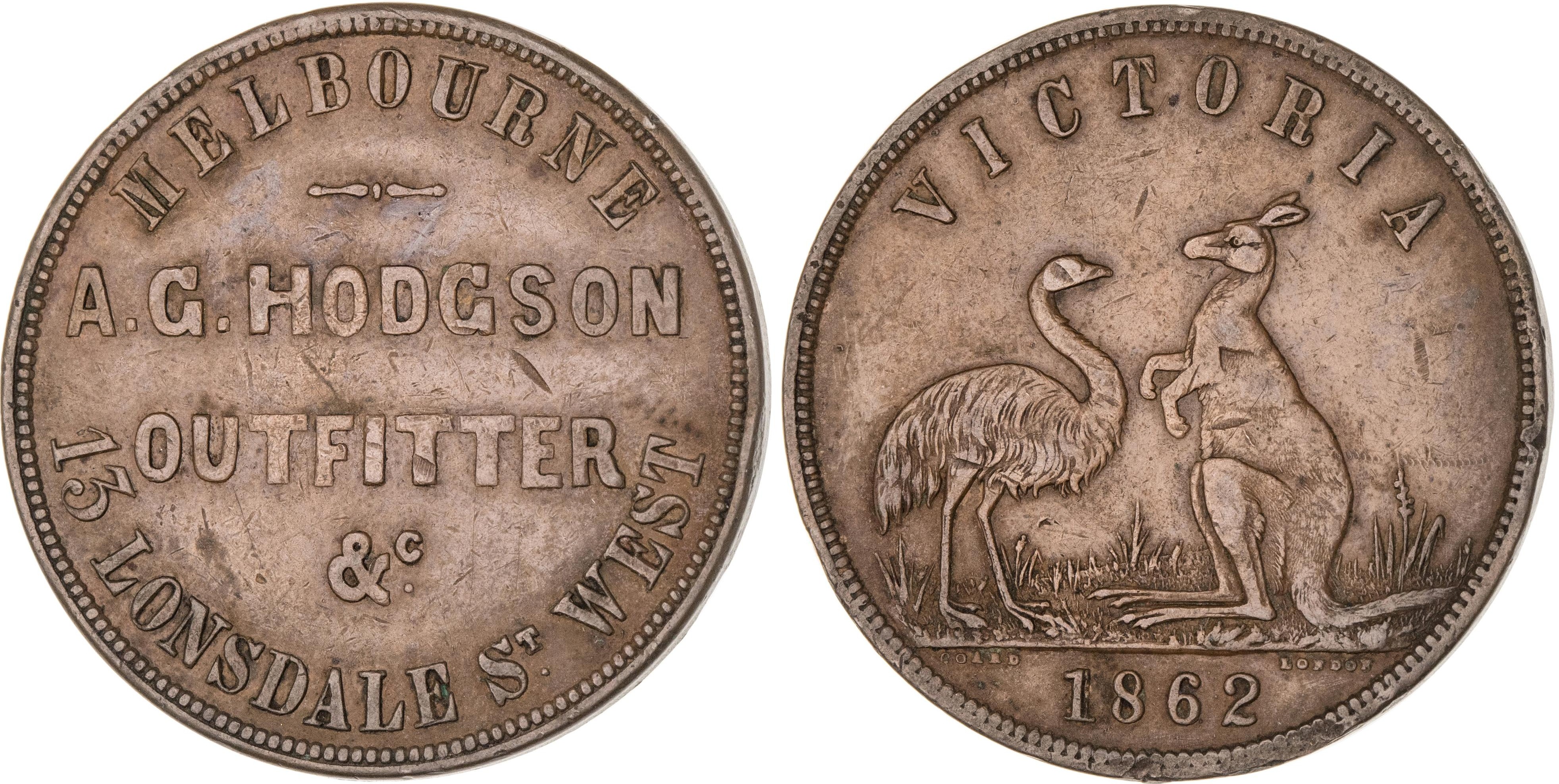 Melbourne, Victoria, A. G. Hodgson, Penny, 1862, gVF