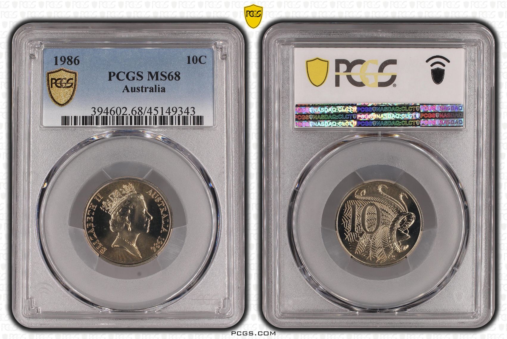 1986 Australia Ten Cent, 10c PCGS - MS68 -343