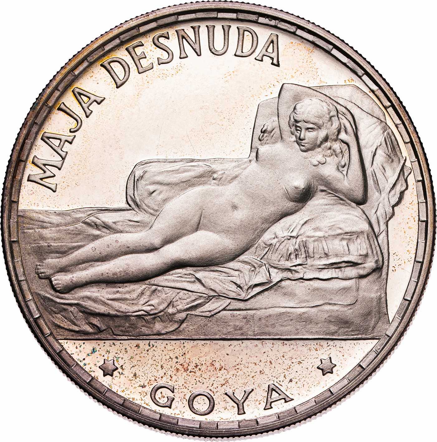 PCGS PR66 DCAM 1970年 100 Pta 銀貨 “裸のマハ” 1970 100 Pta PCGS PR66DCAM Equatorial Guinea KM 13.5 Goya | eBay