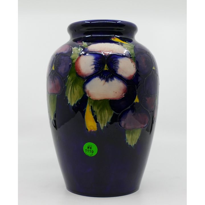 Vintage Moorcorft Pansy Pottery Vase 10''