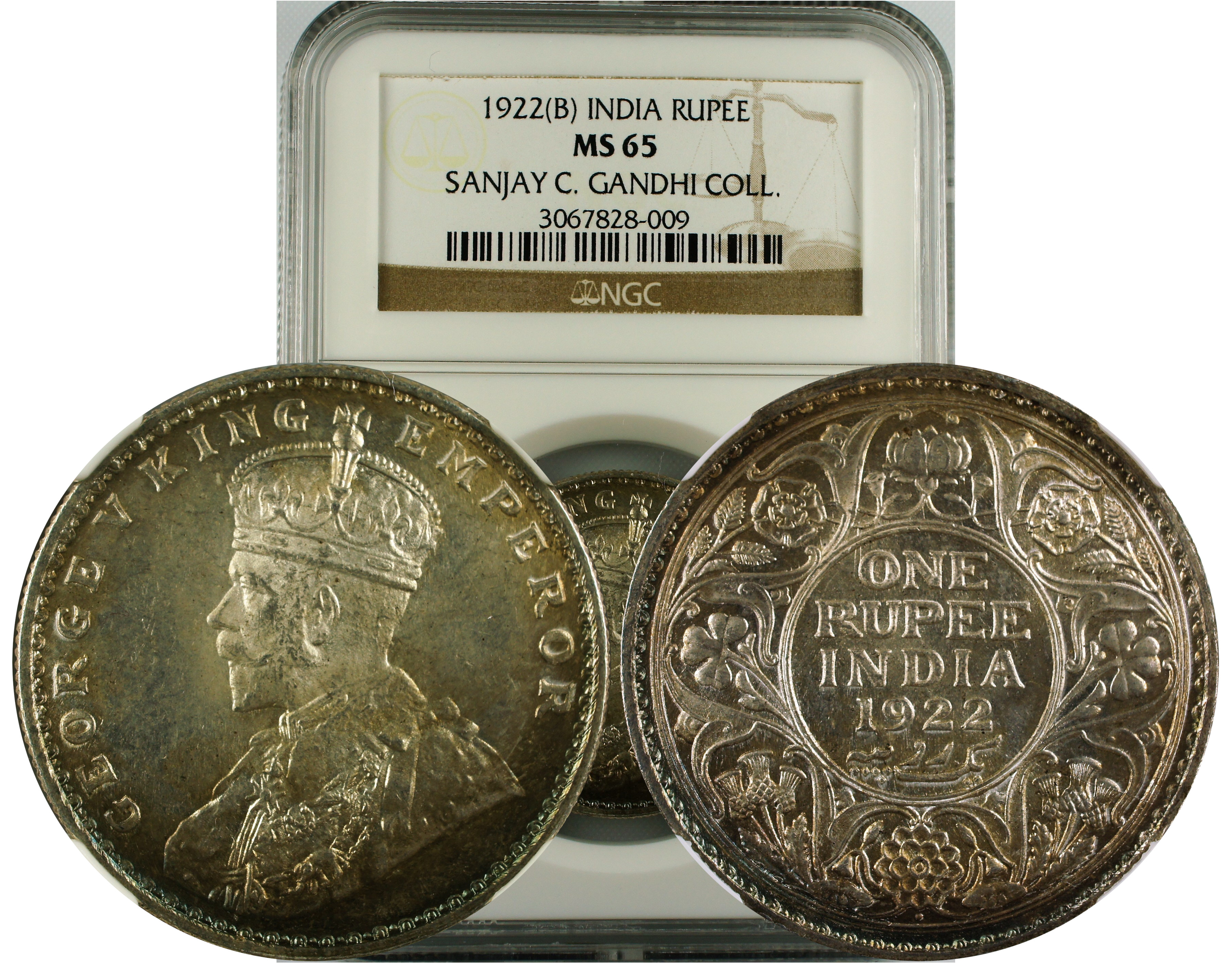 1922 B INDIA RUPEE MS65